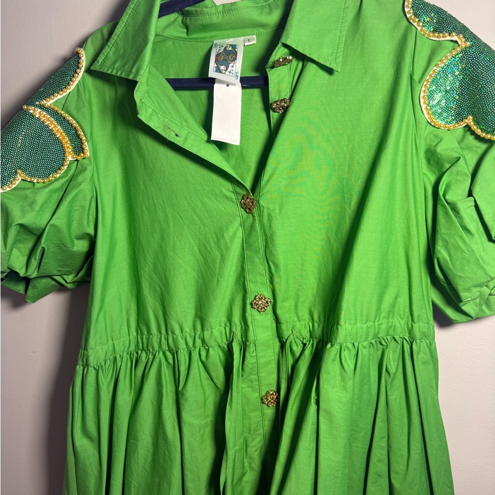 NWT Queen of Sparkles St. Patrick’s Day Shamrock dress